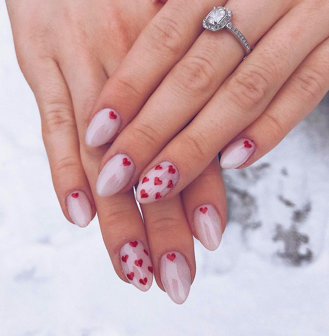 40 Heart Valentine’s Day Shape Nails Art Designs Tips