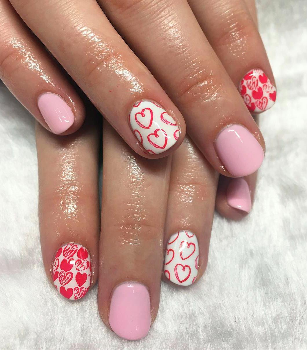 40 Heart Valentine’s Day Shape Nails Art Designs Tips