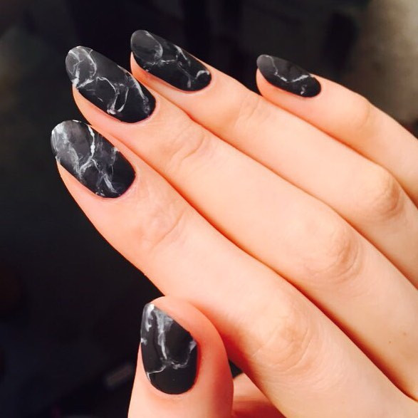 minimalist nail art black