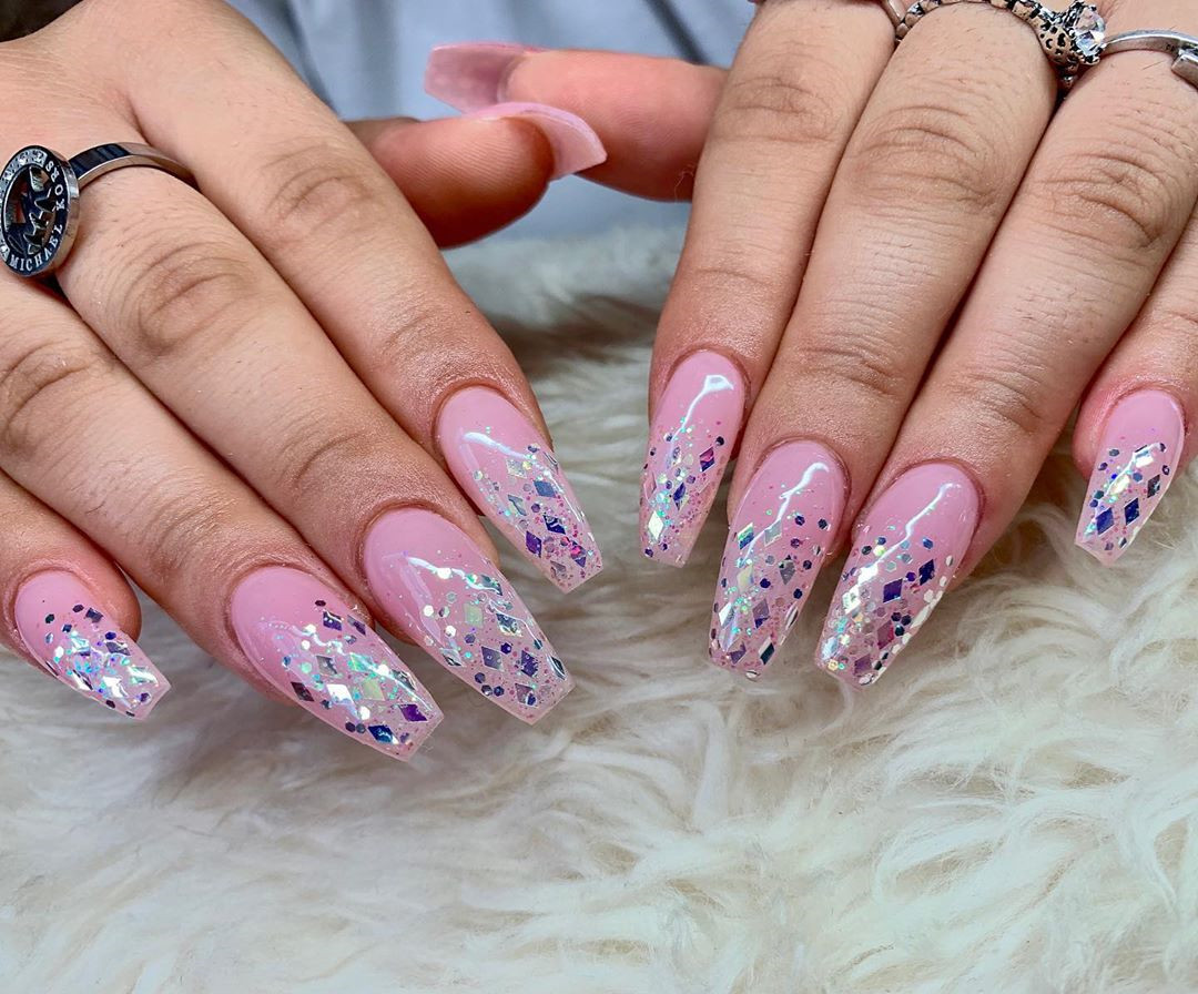 Pink Ombre Coffin Nails  Designs,ombre coffin nails,Pink Ombre Coffin Nails, Ombre Coffin Nails,Coffin Nails,Pink Nails