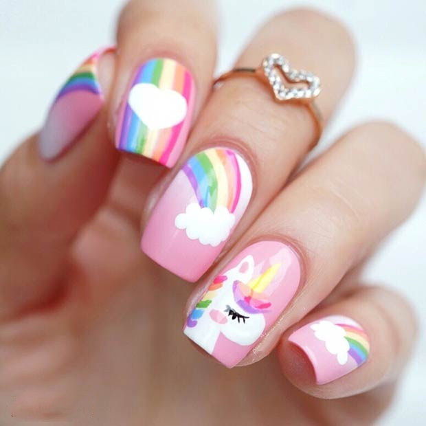 38 Magical Unicorn Nail Designs You Will Go Crazy For,unicorn nails color,unicorn nails polish,unicorn nails short,unicorn nails for kids,unicorn nails short