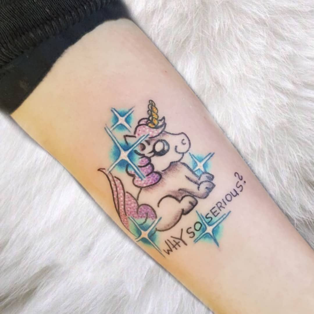 52 Intriguing Unicorn Tattoos Designs,Unicorn tattoo designs are whimsical and happy. The evoke a sense of euphoria that's enchanting and enticing to both the artist, the canvas and the onlooker.